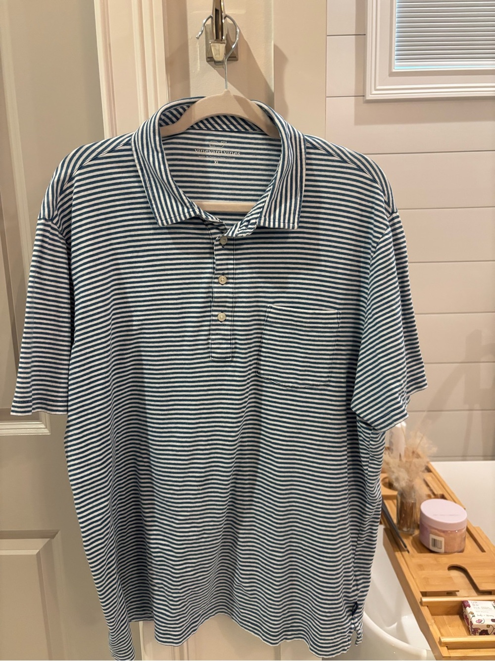 Vineyard Vines Striped Blue and White Men’s Polo Shirt